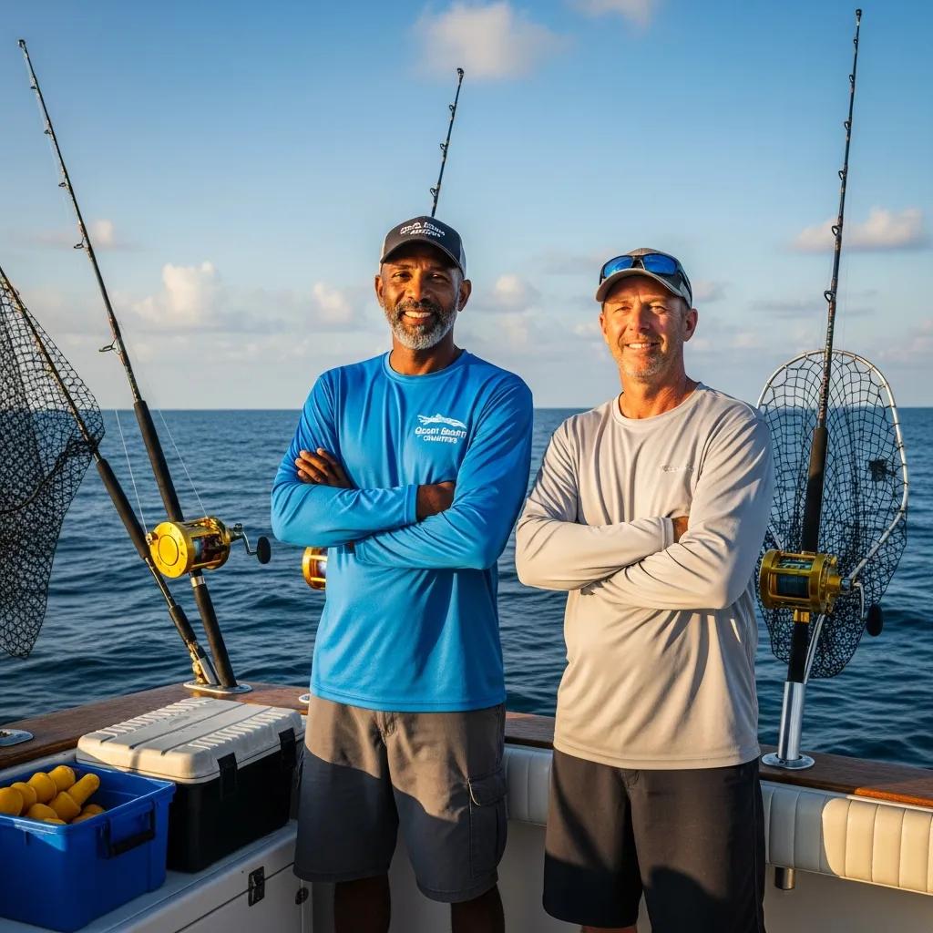 Captains Rashad Dawud and Keith Logan guiding a trip on their Low Country Fishing Charters boat